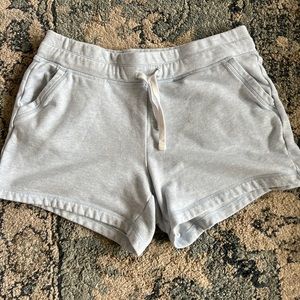 Plain light blue sweatshorts. Adjustable waist with strings. Super comfortable.